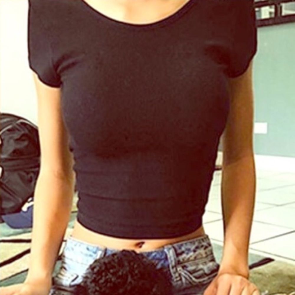 Black Deep-Plunge Back Top